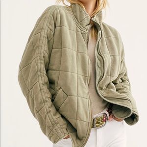 Free People Dolman Quilted Jacket in Olive Green